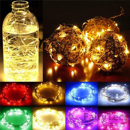 10pcs 1M 2M 3M 5M 50led Copper Wire LED String lights Holiday lighting Fairy Garland For Christmas Tree Wedding Party Decoration