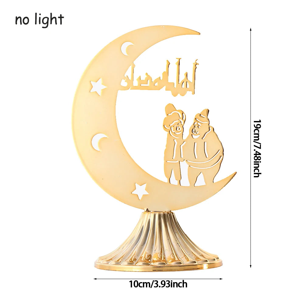 EID Ramadan Metal Gold Candle Holder Tray With Lights Eid Mubarak Muslim Islam Festival Aromatherapy Stove for Home Ornament