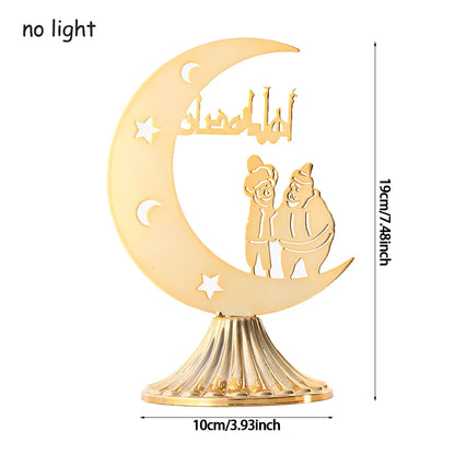 EID Ramadan Metal Gold Candle Holder Tray With Lights Eid Mubarak Muslim Islam Festival Aromatherapy Stove for Home Ornament