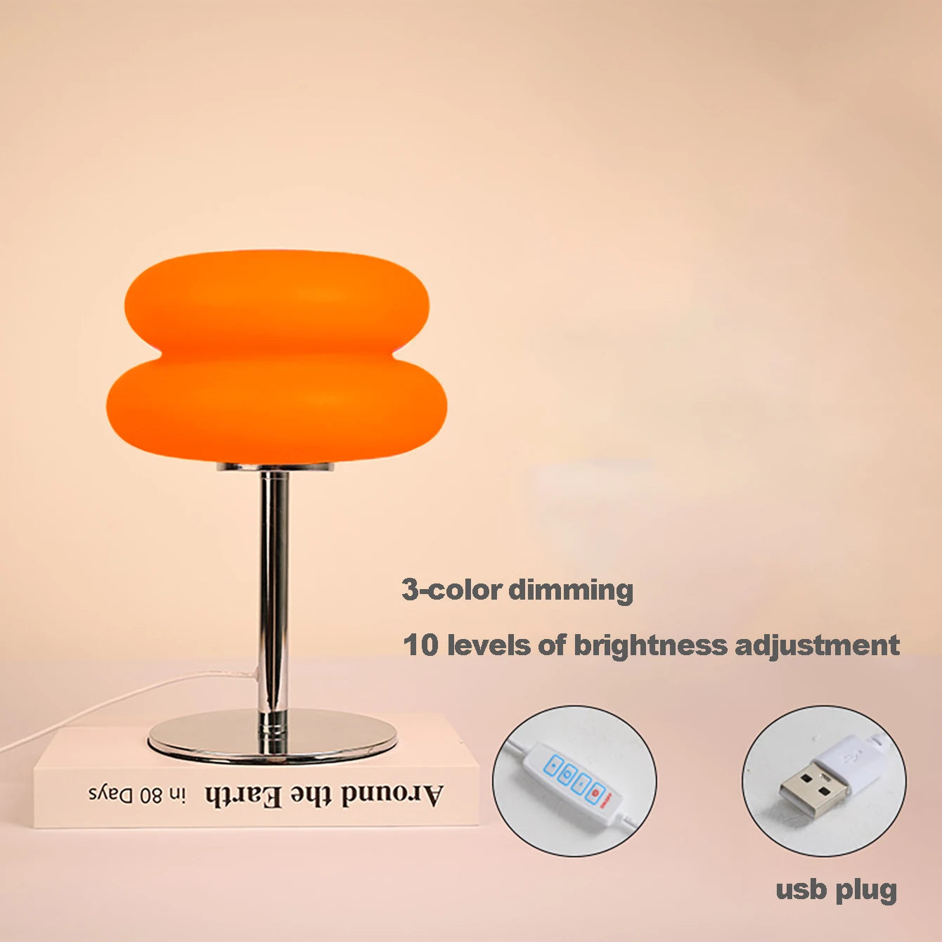 Bauhaus retro table lamp plastic lamps bedroom bedside living room Nordic mushroom lamp 9-level brightness dimming ambient light