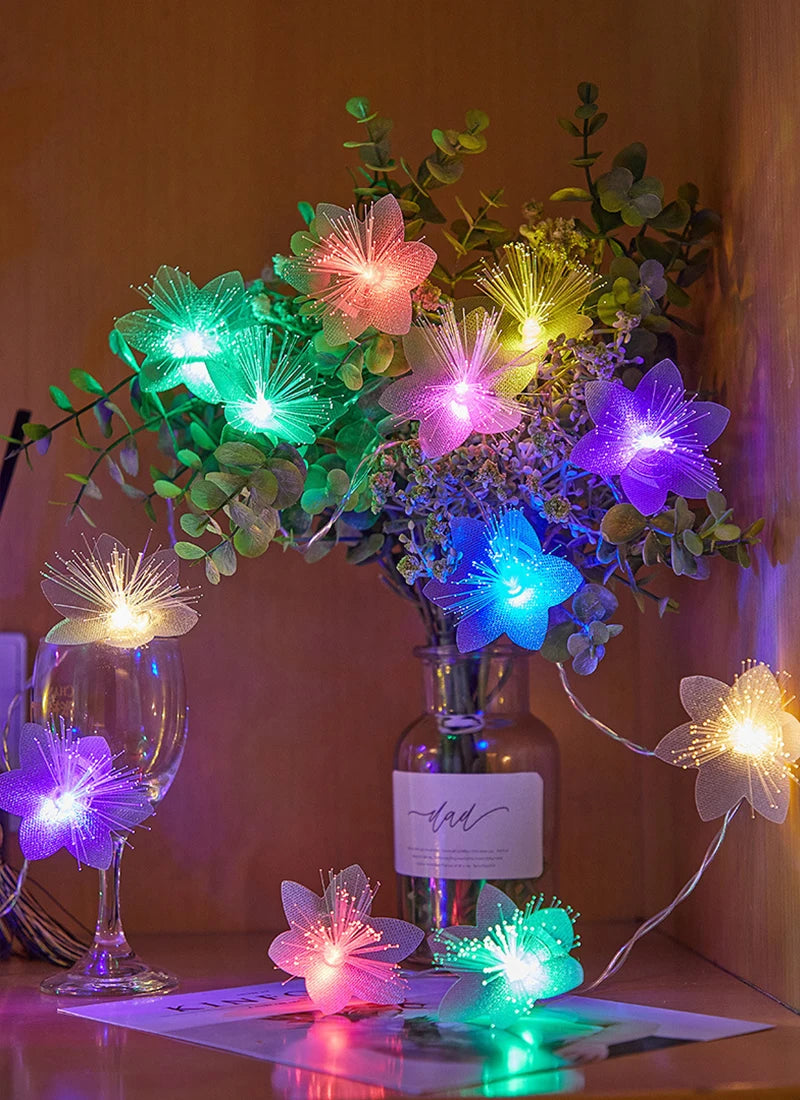 3M LED Fiber Optic Fairy Light Battery Powered Garland Christmas Decoration Party New Year's Decor Artificial Flowers Festoon