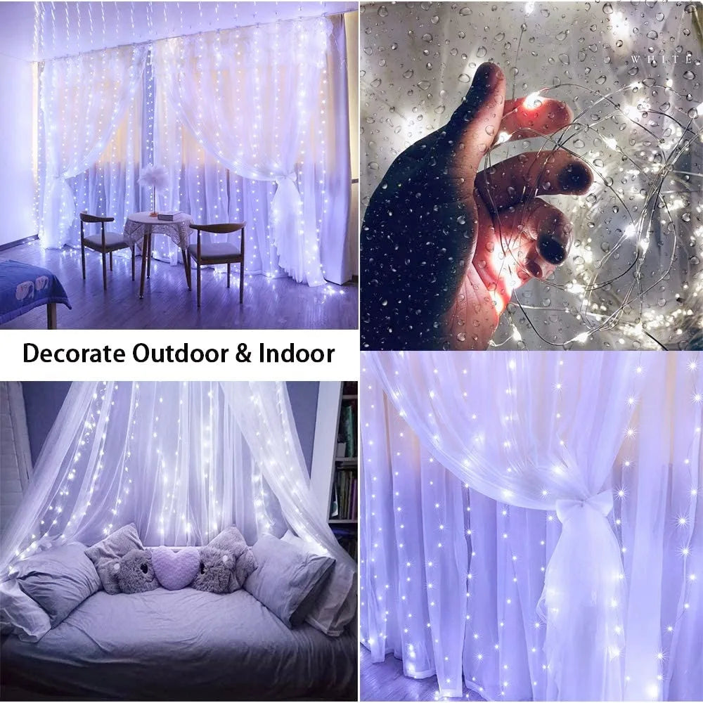 3M Led Curtain Garland Fairy String Lights Christmas Decor USB Remote Control Wedding Party Holiday Decoration for Home Bedroom