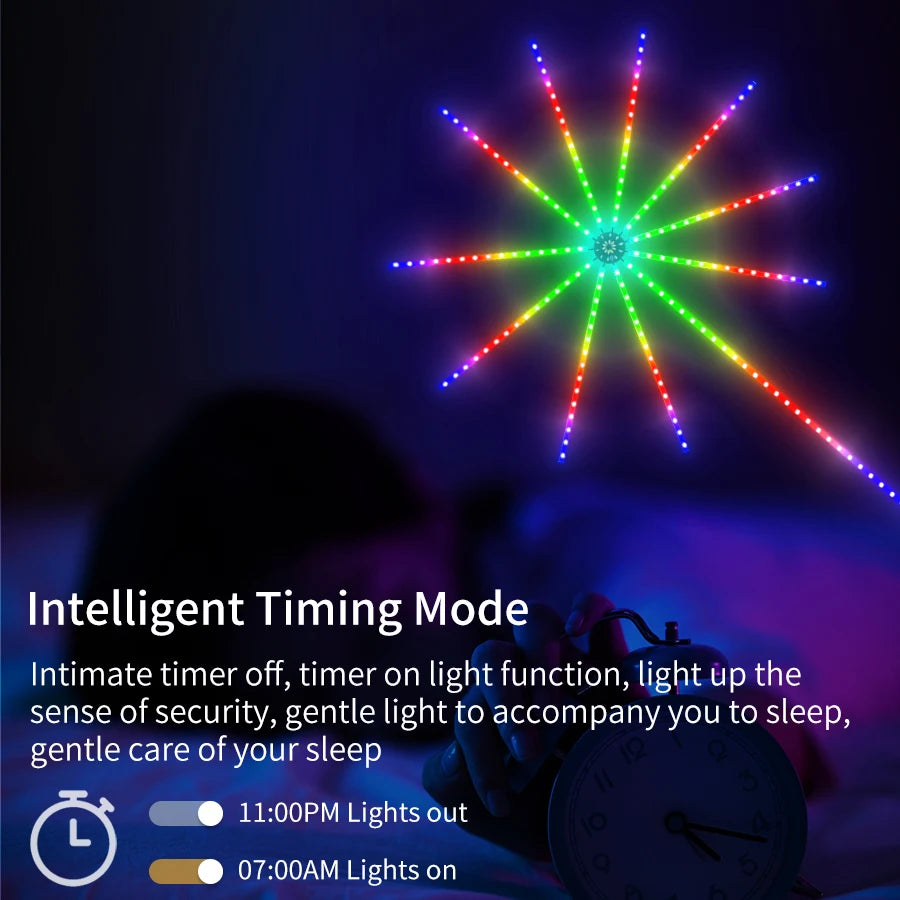 USB LED Fireworks Light LED Garland RGB Neon String Light Bluetooth APP Control Music Sync Bedroom Wedding Decor Fairy Lights