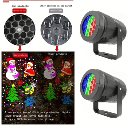 Snowflake Christmas Party Projector Light Stage Rotating LED Lights Santa Claus Outdoor Vacation Garden Lighting Atmosphere Lamp