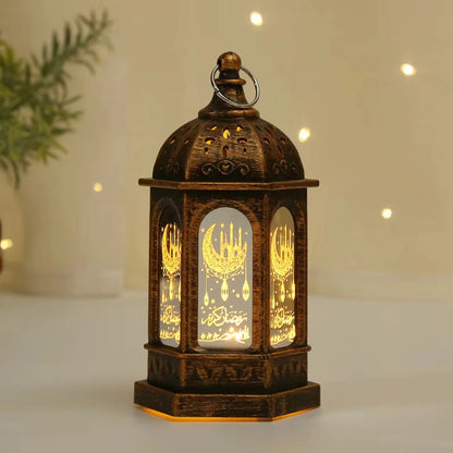 New Arrival Moroccan Style Ramadan Festival Led Light Plastic Candle Holder Decorative Wind Lamp