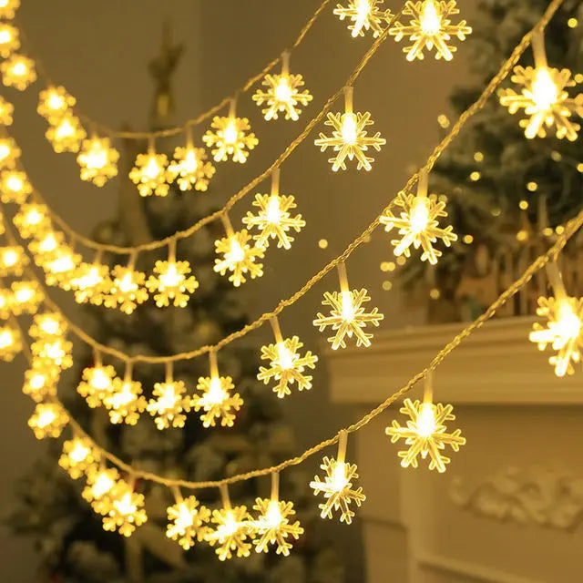 10/20/80Leds Snowflake String Garland Fairy Lights USB/Battery Powered Christmas Tree Holiday New Year Bedroom Decoration Lamps