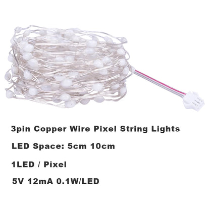 Copper Wire LED Pixel String DC5V 12mA 3pin 50mm/100mm Pitch SK6812 Christmas Lights for Bedroom WS2812B RGBIC Full Color