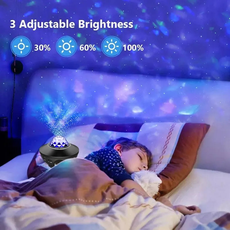 Starry Projector Galaxy Night Light with Ocean Wave Music Speaker Sky Light Projector for Bedroom Decoration Birthday Gift Party