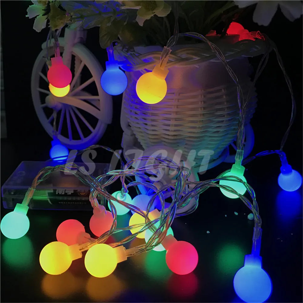 3M 6M 10M Fairy Garland LED Ball String Lights Waterproof for Christmas Tree Wedding Home Indoor Decoration Battery Powered