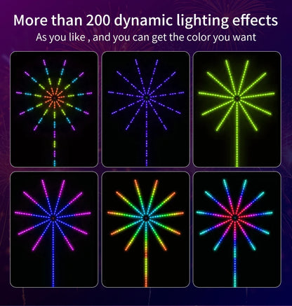 USB LED Fireworks Light LED Garland RGB Neon String Light Bluetooth APP Control Music Sync Bedroom Wedding Decor Fairy Lights