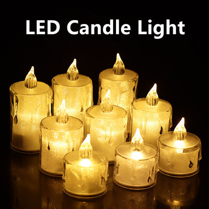 24 Pcs Led Candles Light Flameless Candle Plastic Pillar Flickering Candle Night Light Home Party Ramadan Wedding Xmas Decor