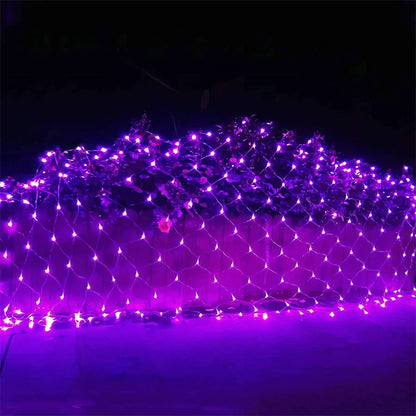 Halloween purple LED Net Mesh Fairy String Light Garland Window Curtain Christmas Fairy Light Wedding Party Garland Light