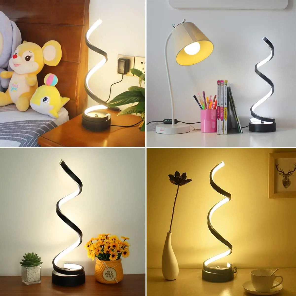 LED Table Lamp Modern Minimalist Dimmable Spiral Table Lamp 3 Color RGB Bedside Lamp Desk Light for Bedroom Living Room Office