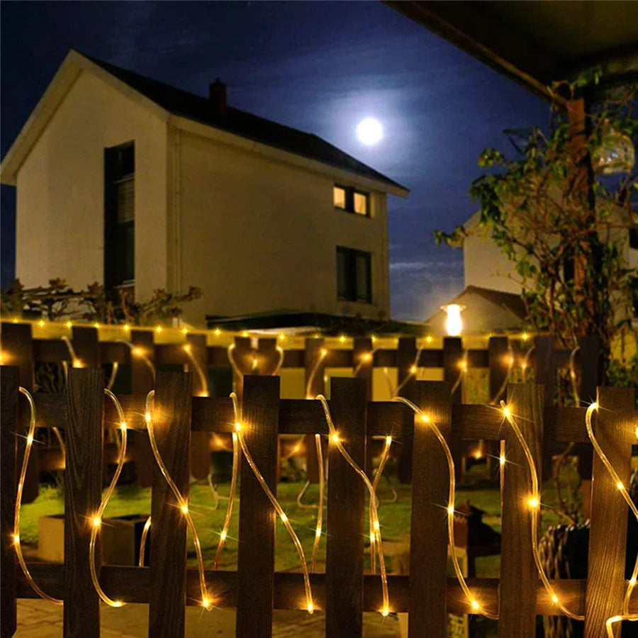 Waterproof Garland 200/300LEDs Tube String Lights Outdoor 8 Modes Christmas Fairy Lights for Garden Party Wedding New Year Decor