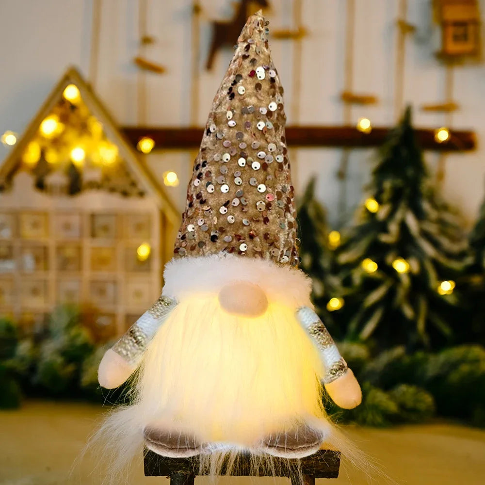 30cm Christmas Doll Elf Gnome with Led Night Light Christmas Decorations for Home Xmas Navidad New Year 2024 Children's Gifts