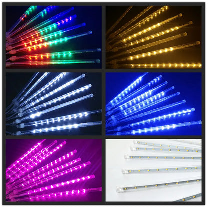 32/24/12 Tubes 30/50cm LED Meteor Shower Fairy String Garland Curtain Lights Christmas Decor Outdoor Wedding Street Garden Decor