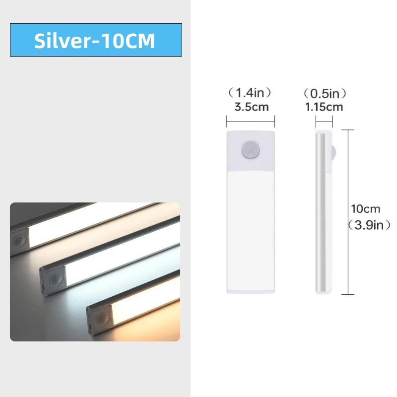 Cabinet Light USB Rechargeable Motion Sensor Led Three Colors In One Lamp For Kitchen Wardrobe Indoor Lighting 10/20/30/40/50cm