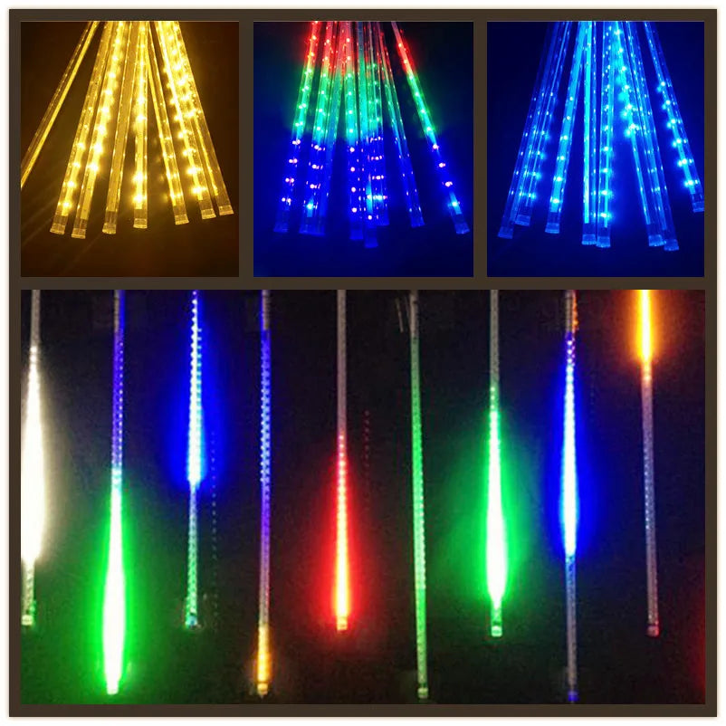 32/24/12 Tubes 30/50cm LED Meteor Shower Fairy String Garland Curtain Lights Christmas Decor Outdoor Wedding Street Garden Decor