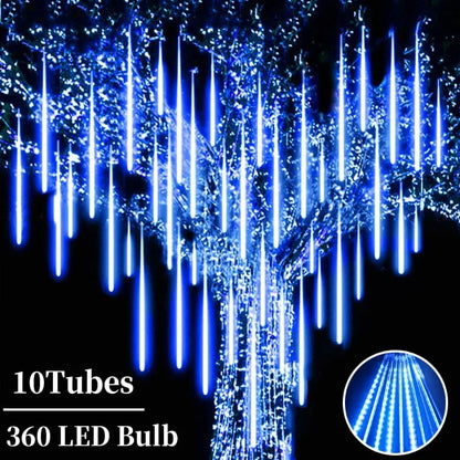 10Tubes Meteor Shower Rain Led String Lights Street Garlands Christmas Tree Decorations for Outdoor New Year Fairy Garden Lights