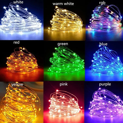 5M 10M Copper Wire LED String Lights Holiday Lighting Fairy Garland for Christmas Tree New Years Wedding Party Decoration