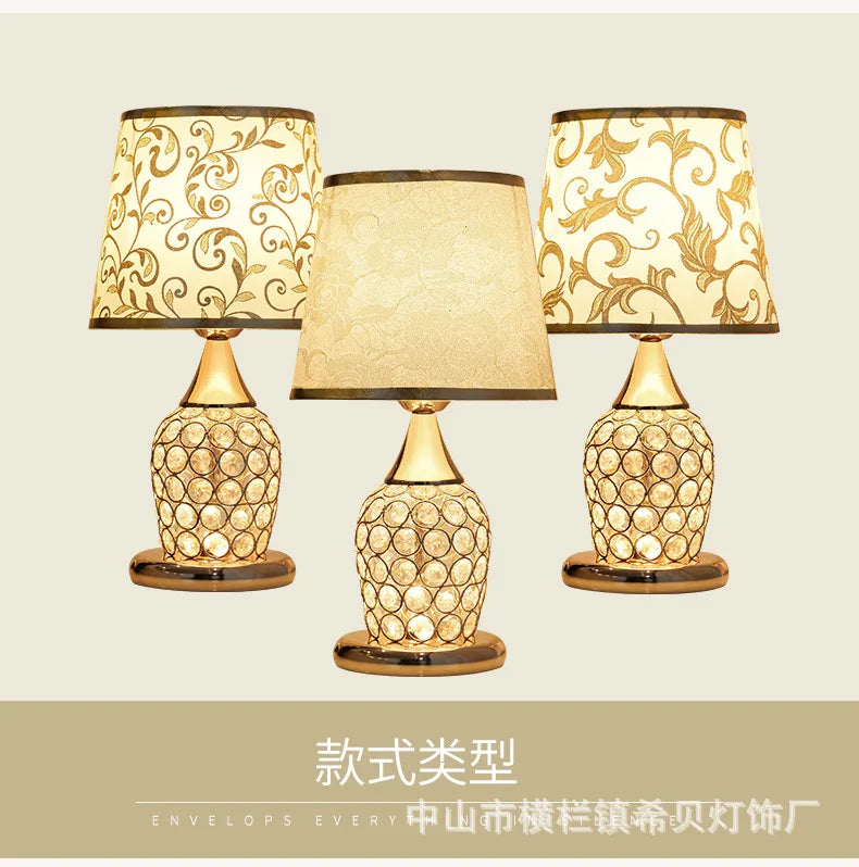 European-Style Crystal Table Lamp Ins Simple Modern Bedroom Warm Romantic Fashion Creative Decorative Bedside Lamp