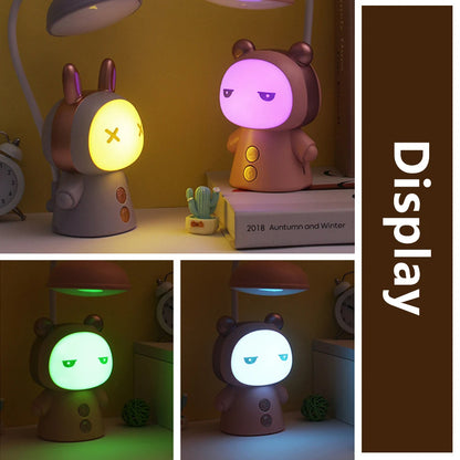 Cartoon USB Rechargeable Table Lamp Dual Light LED Lamp Student Kids Bedroom Reading Desk Lamp Night Light Home Decor