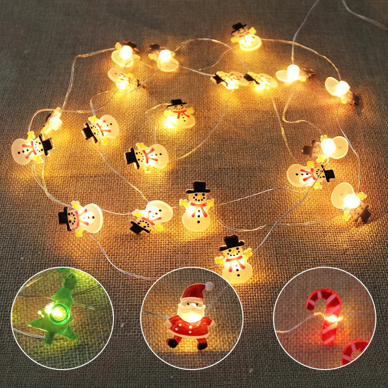 2M 20LED Lights Fairy String Santa Claus Snowflake Battery Powered For Home Living Room Garden Christmas Decorative Garland Lamp