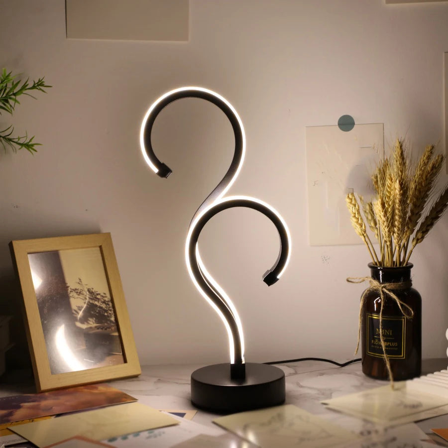 1PC Creative Double Question Mark Desk Lamp USB Three Color Dimming Bedroom Eye Protection Nightlight