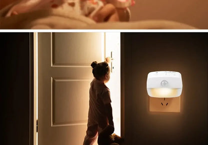 LED Night Light Motion Sensor EU US Plug Lamp Nightlights For Children Bedroom Decoration Hallway Stairs WC Bedside Night Lamp