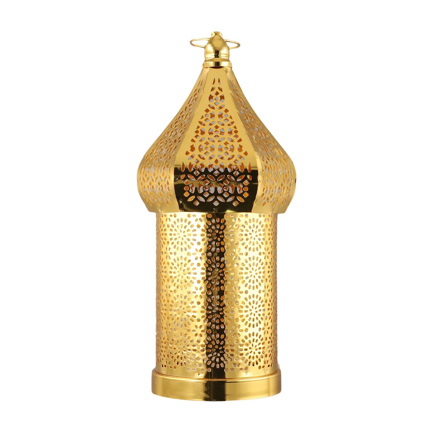 Moroccan Golden Hollow Iron Lantern Ramadan Home Decor Light Ornaments Hanging Lamps Outdoor Yard Garden Art Decoration