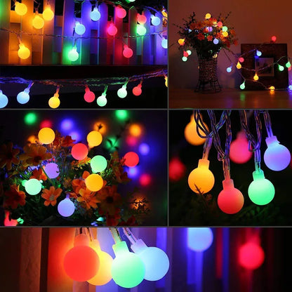 10/20/30/50m Ball LED String Lights Christmas Garland Lights Waterproof Outdoor Fairy Light Bulb For Wedding Garden Party Decor