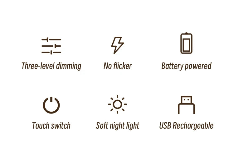 Led Cordless Night Light Rechargeable Bedside Table Lamps Touch Stepless Dimming Portable Desk Lamp For Bar Restaurant Camping