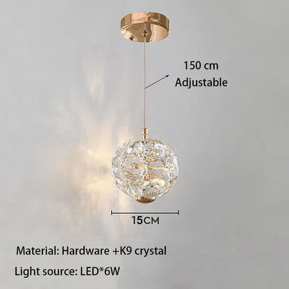 Modern K9 Pure Crystal Small Chandelier Light Lluxury Crystal