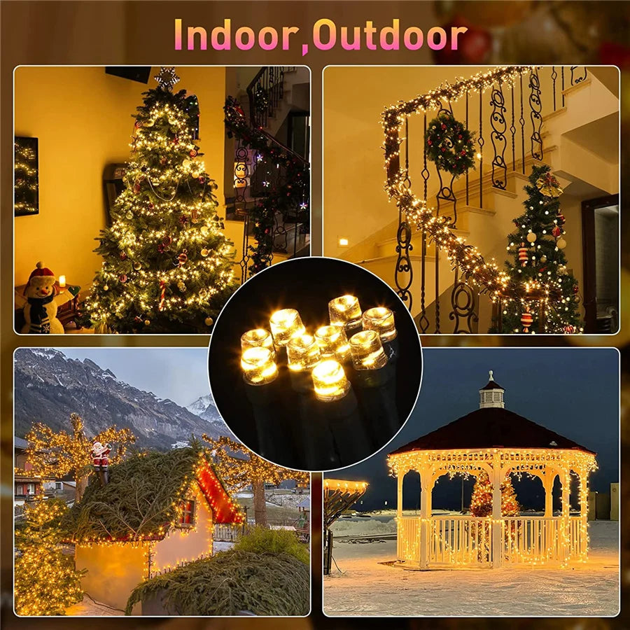 1000/1500LED EU Plug Christmas Firecrackers String Lights Outdoor Waterproof Garden Fairy Lights for Party Wedding Garland Decor