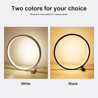 25CM LED Table Lamp Bedroom Circular Desk Lamps For Living Room Black/White Dimmable Bedside Lamp Round Night Light Decoration