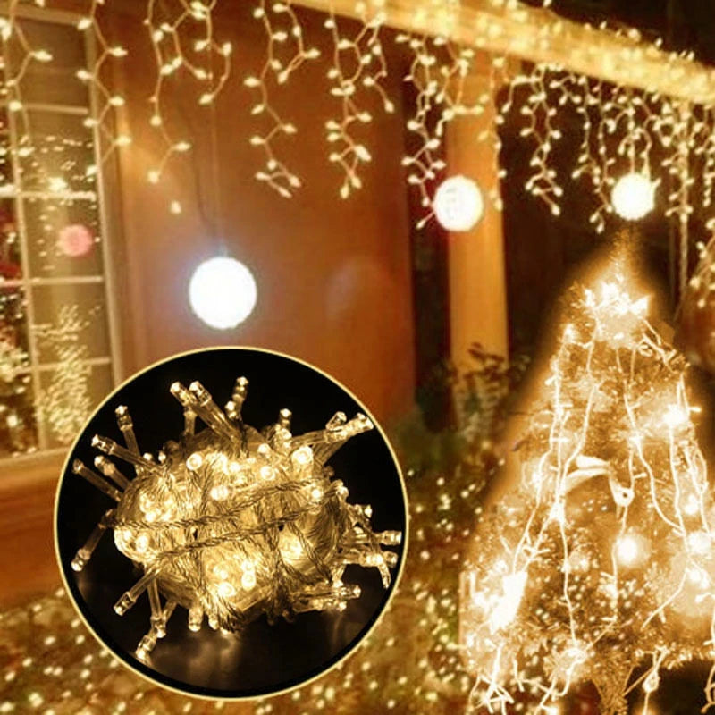 Led Curtain Icicle String Lights 5M Droop 0.4-0.6m Christmas Lights Waterfall Outdoor Decoration For Party Garden Home Wedding