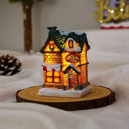 Zilvix Christmas Decoration 2024 New Year Night Light LED Snow House Sculpture Home Resin Crafts Xmas Ornaments Gift for Kids