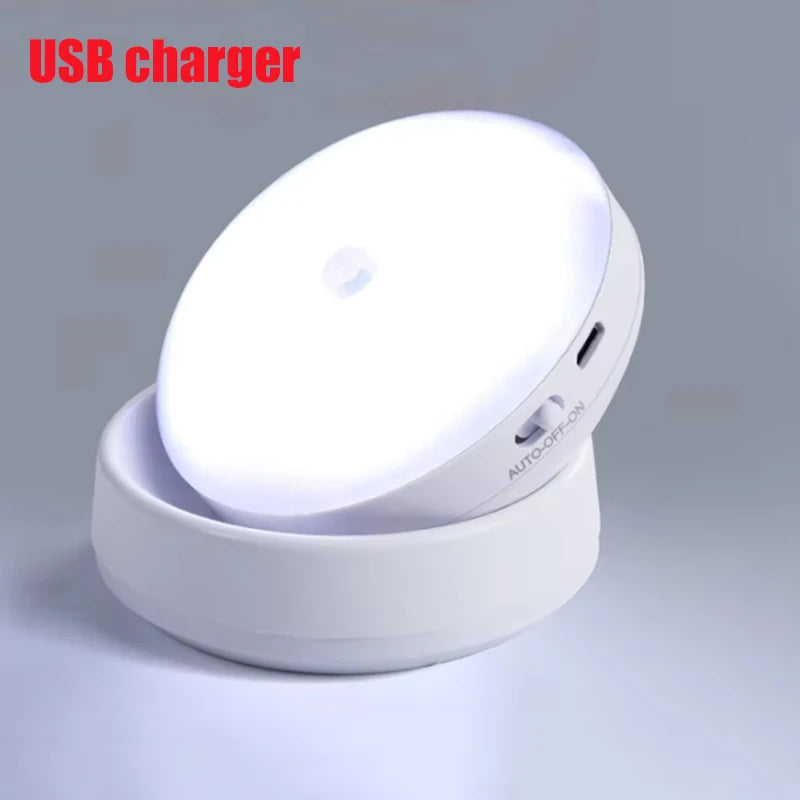 360 Rotated PIR Motion Sensor LED Night Light Wall Lamps Rechargeable Under Cabinet Light Wireless Closet Night Lamp