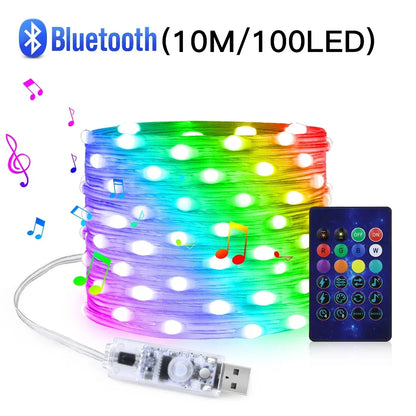 5M/10M/20M RGBIC LED Smart Fairy Lights Bluetooth APP Control String Light DIY for Christmas Party Wedding Home Decoration