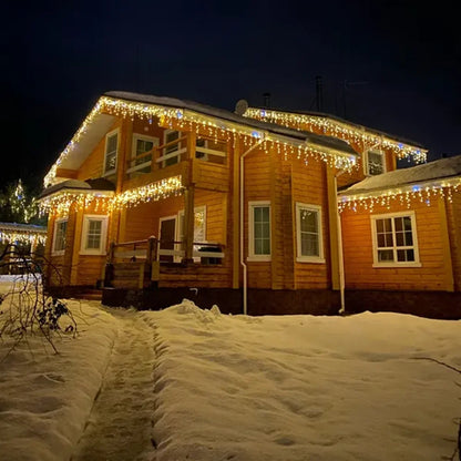 Christmas LED Icicle Style Lights with Twinkling strobes white cable icicle(Warm white+Cool White Strobe) 4M(W)*0.6M(H) Garlands