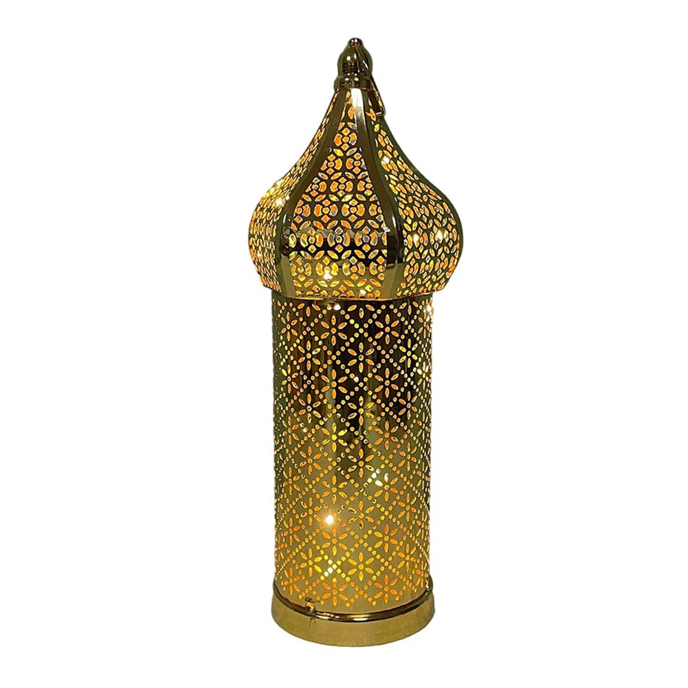 Moroccan Golden Hollow Iron Lantern Ramadan Home Decor Light Ornaments Hanging Lamps Outdoor Yard Garden Art Decoration