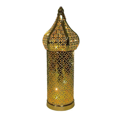 Moroccan Golden Hollow Iron Lantern Ramadan Home Decor Light Ornaments Hanging Lamps Outdoor Yard Garden Art Decoration