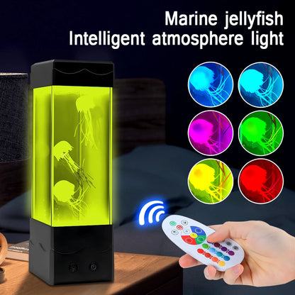 Creative Jellyfish Light Led Aquarium Night Light Colors Changing Remote Control Relax Bedside Table Light For Home Bedroom