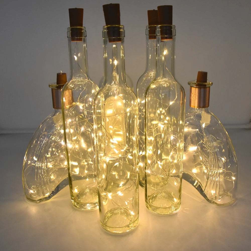 LED Cork Wine Bottle Lights Battery Light Fairytale Mini Cork String Lights Party Wedding Christmas Halloween Bar Decor Ideas