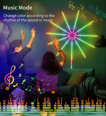 USB LED Fireworks Light LED Garland RGB Neon String Light Bluetooth APP Control Music Sync Bedroom Wedding Decor Fairy Lights