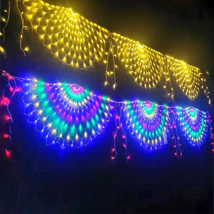 EU/US Plug 3M 3 Peacock LED Net Light Outdoor Mesh Light Window Curtain Backdrop Wall Christmas New Years Fairy String Light