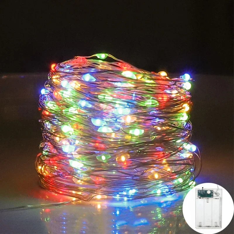 5M 10M Copper Wire LED String Lights Holiday Lighting Fairy Garland for Christmas Tree New Years Wedding Party Decoration