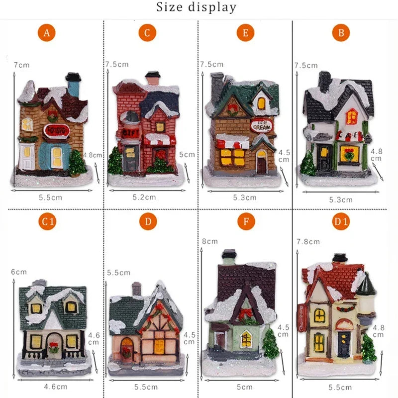 Zilvix Christmas Decoration 2024 New Year Night Light LED Snow House Sculpture Home Resin Crafts Xmas Ornaments Gift for Kids