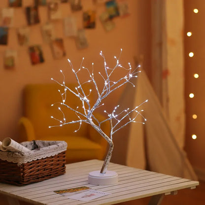 Fairy Tree Table Lamp Battery/USB Copper Wire 108 LED Fire Decorative Desk Night Light Home Bedroom Gifts Christmas Decoration