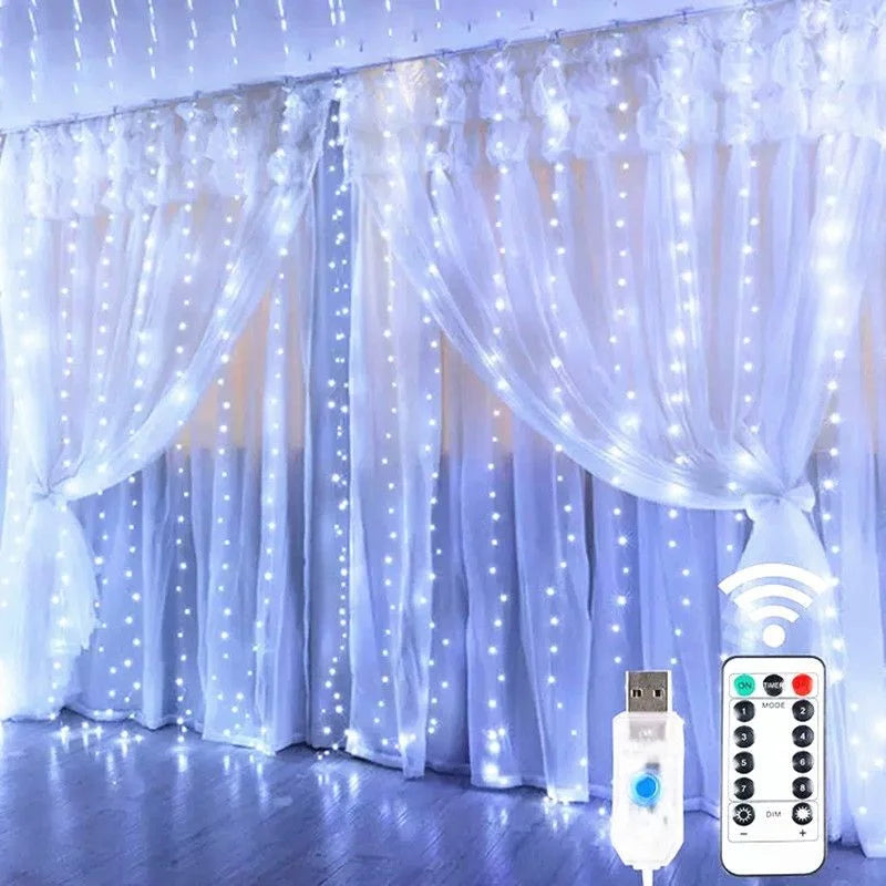 3/6M USB LED String Light 8 Mode Remote Christmas Fairy Garland Curtain Light Decor For Home Holiday Decorative New Year Lamp